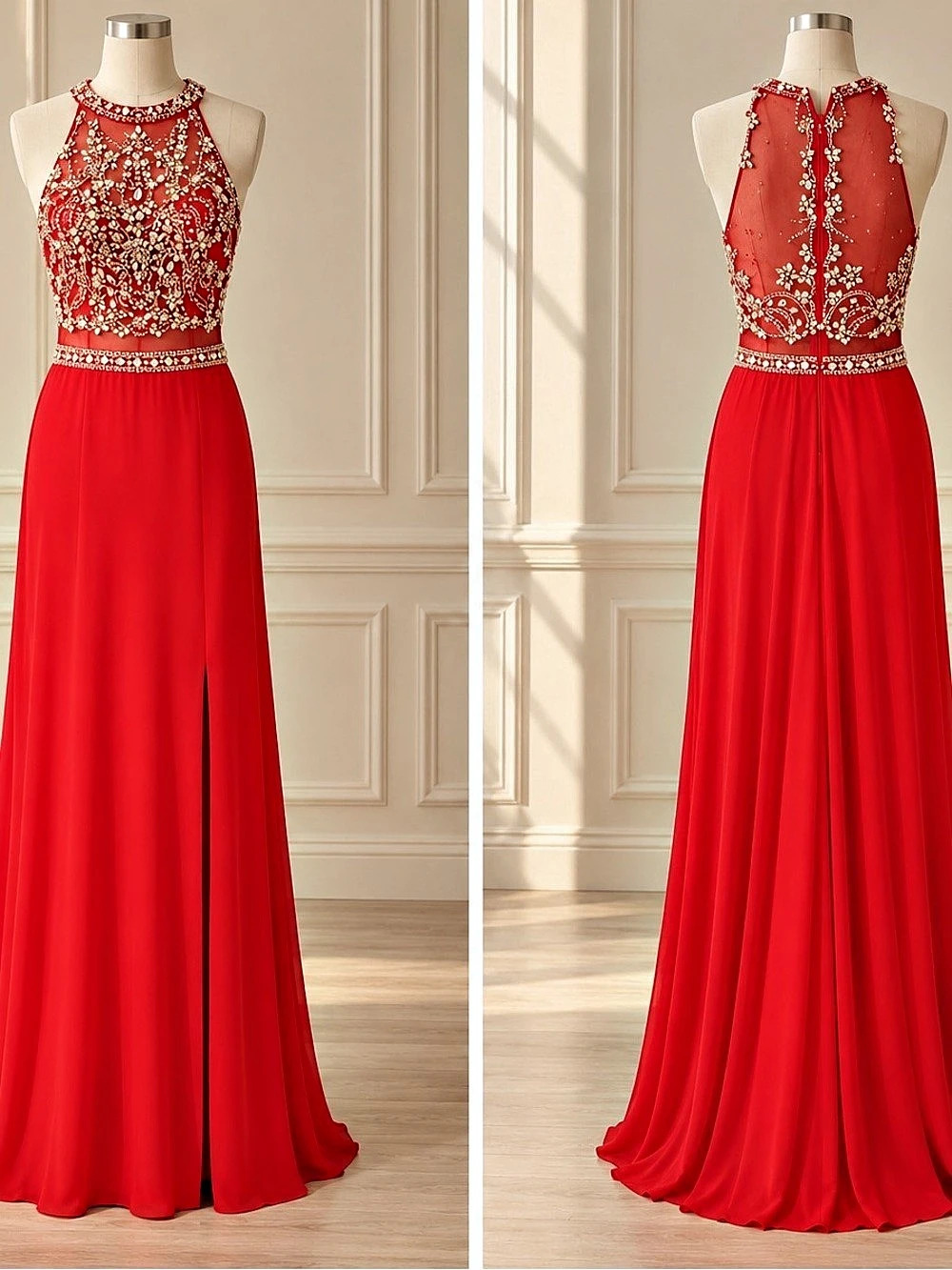 Coya Red Embellished Maxi Dress Size Small